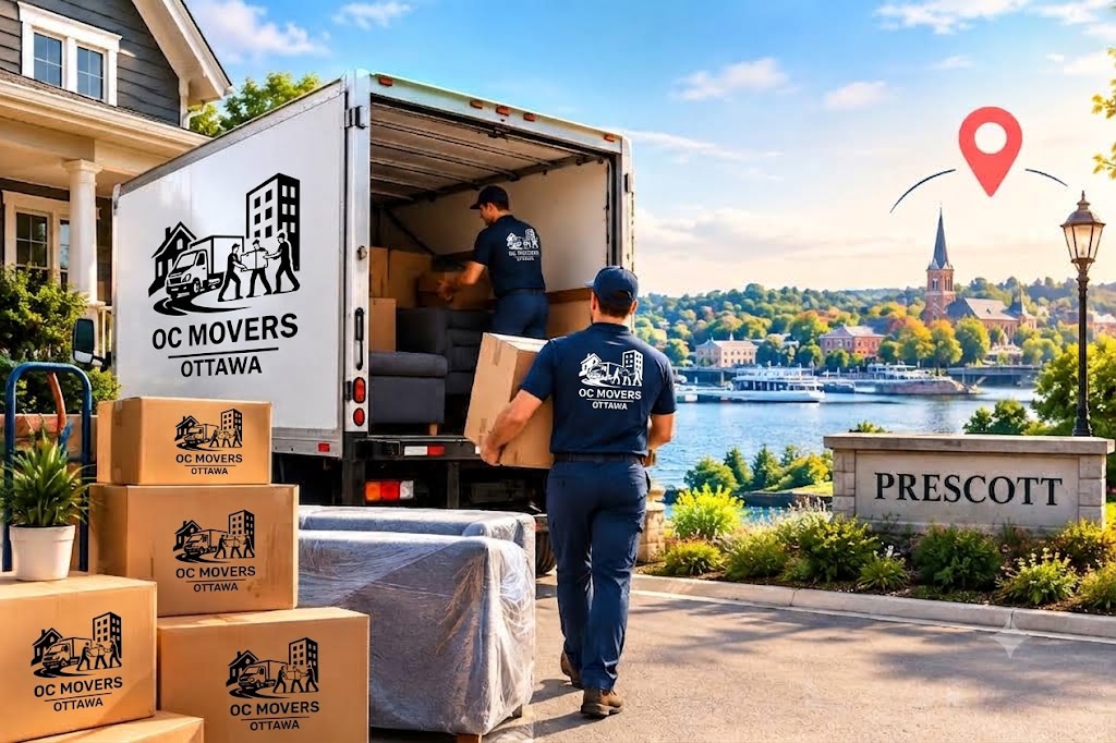 OC Movers team loading boxes into a moving truck in Prescott